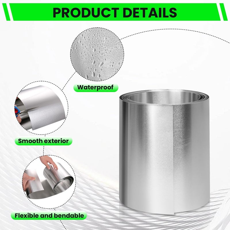 SUNKOO 8" x 50' Aluminum Flashing Roll,0.2mm Thickness Aluminum Roof Panels,Metal Roofing Roll for Roof and Garden, Prevents Roofing Stains,Sealing Windows Doors,DIY Craft - Image 3